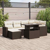 vidaXL 7-delige Loungeset met kussens poly rattan zwart