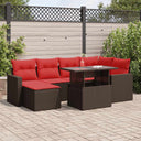 vidaXL ensemble de 7 banques de jardin avec coussins en polyrotan noir