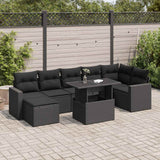 vidaXL 8-Piece Poly Rattan Lounge Set with Cushions Black