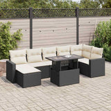 vidaXL 8-Piece Poly Rattan Lounge Set with Cushions Black