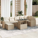 vidaXL 8-Piece Poly Rattan Lounge Set with Cushions Black