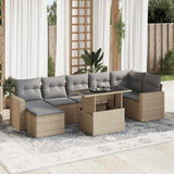 vidaXL 8-Piece Poly Rattan Lounge Set with Cushions Black