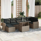 vidaXL 8-Piece Poly Rattan Lounge Set with Cushions Black