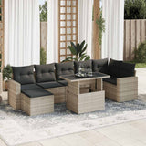 vidaXL 8-Piece Poly Rattan Lounge Set with Cushions Black