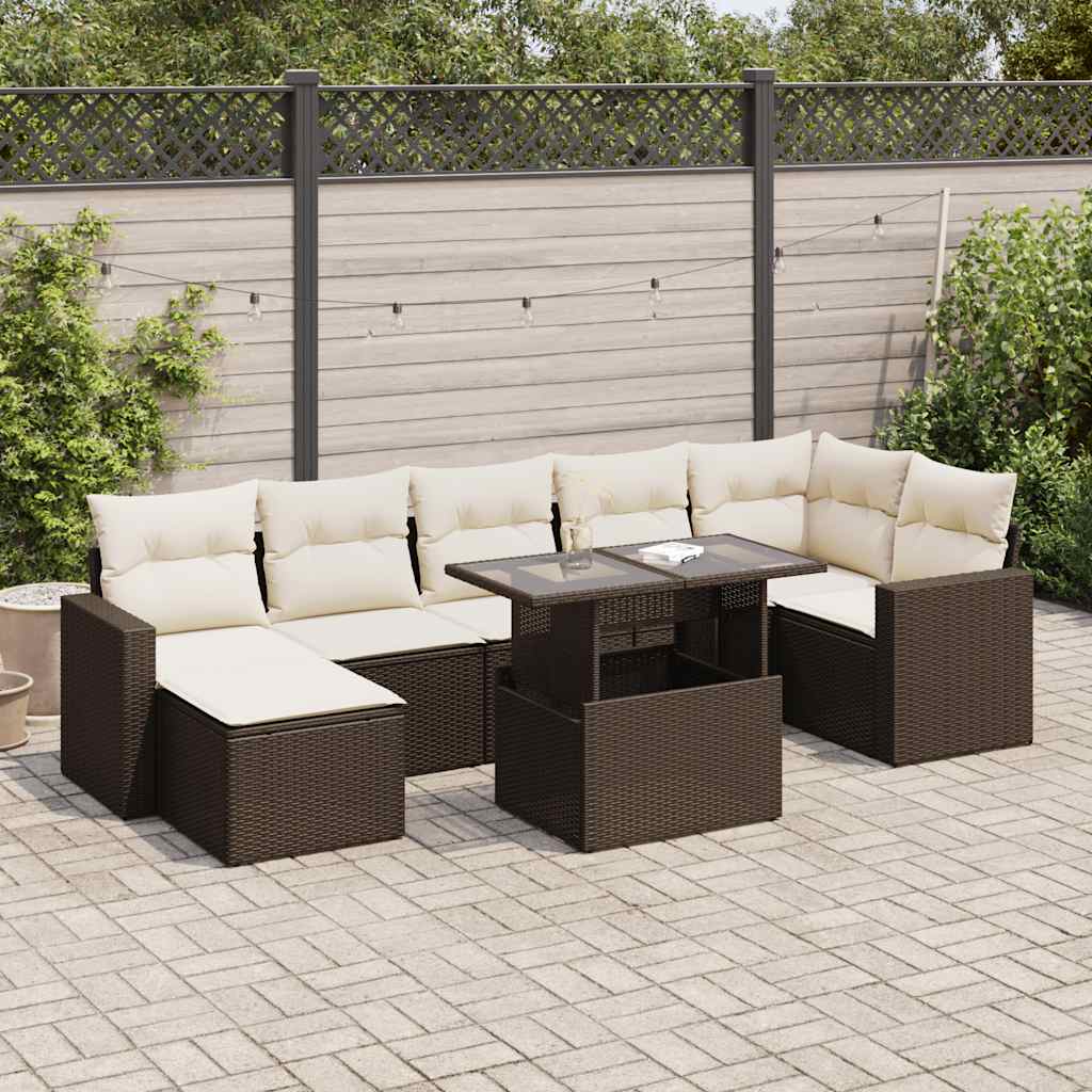vidaXL 8-Piece Poly Rattan Lounge Set with Cushions Black