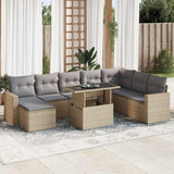 vidaXL 9-piece Poly Rattan Lounge Set with Cushions Black