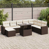 vidaXL 9-piece Poly Rattan Lounge Set with Cushions Black