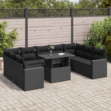 vidaXL 10-Piece Lounge Set with Cushions Poly Rattan Black