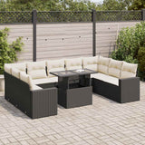 vidaXL 10-Piece Lounge Set with Cushions Poly Rattan Black