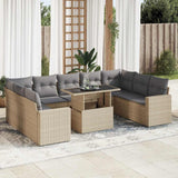 vidaXL 10-Piece Lounge Set with Cushions Poly Rattan Black