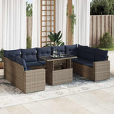 vidaXL 10-Piece Lounge Set with Cushions Poly Rattan Acacia Grey