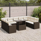 vidaXL 10-Piece Lounge Set with Cushions Poly Rattan Black