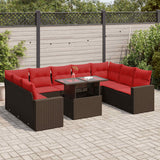 vidaXL 10-Piece Lounge Set with Cushions Poly Rattan Acacia Grey