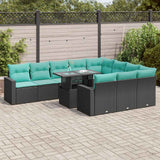 vidaXL 11-Piece Lounge Set with Cushions Poly Rattan Acacia Grey