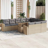 vidaXL 11-delige Loungeset met kussens poly rattan zwart