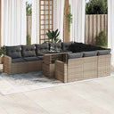 vidaXL 11-delige Loungeset met kussens poly rattan zwart