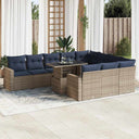 vidaXL 11-Piece Lounge Set with Cushions Poly Rattan Acacia Grey