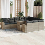 vidaXL 11-delige Loungeset met kussens poly rattan zwart