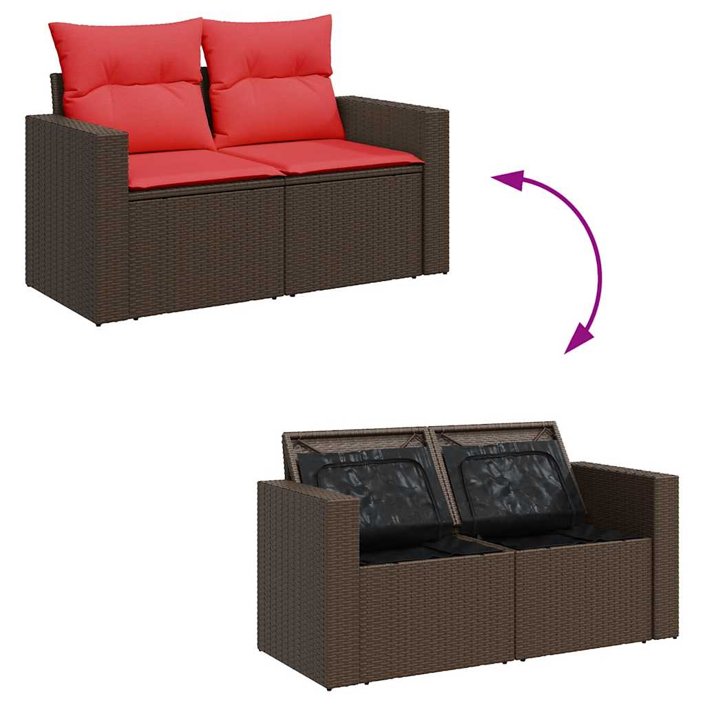 vidaXL 11-Piece Lounge Set with Cushions Poly Rattan Acacia Grey