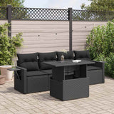 vidaXL 5-piece Lounge Set with Cushions Poly Rattan Black