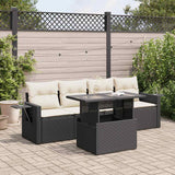 vidaXL 5-piece Lounge Set with Cushions Poly Rattan Black
