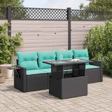 vidaXL 5-piece Garden Sofa Set with Cushions Black Poly Rattan