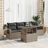 vidaXL 5-piece Lounge Set with Cushions Poly Rattan Black