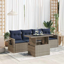 vidaXL 5-piece Garden Sofa Set with Cushions Black Poly Rattan