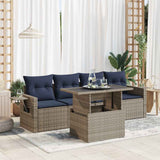 vidaXL 5-piece Garden Sofa Set with Cushions Black Poly Rattan