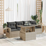 vidaXL 5-piece Lounge Set with Cushions Poly Rattan Black
