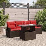 vidaXL 5-piece Garden Sofa Set with Cushions Black Poly Rattan