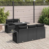 vidaXL 6-Piece Lounge Set with Cushions Poly Rattan Black