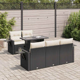 vidaXL 6-Piece Lounge Set with Cushions Poly Rattan Black