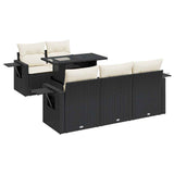 vidaXL 6-Piece Lounge Set with Cushions Poly Rattan Black