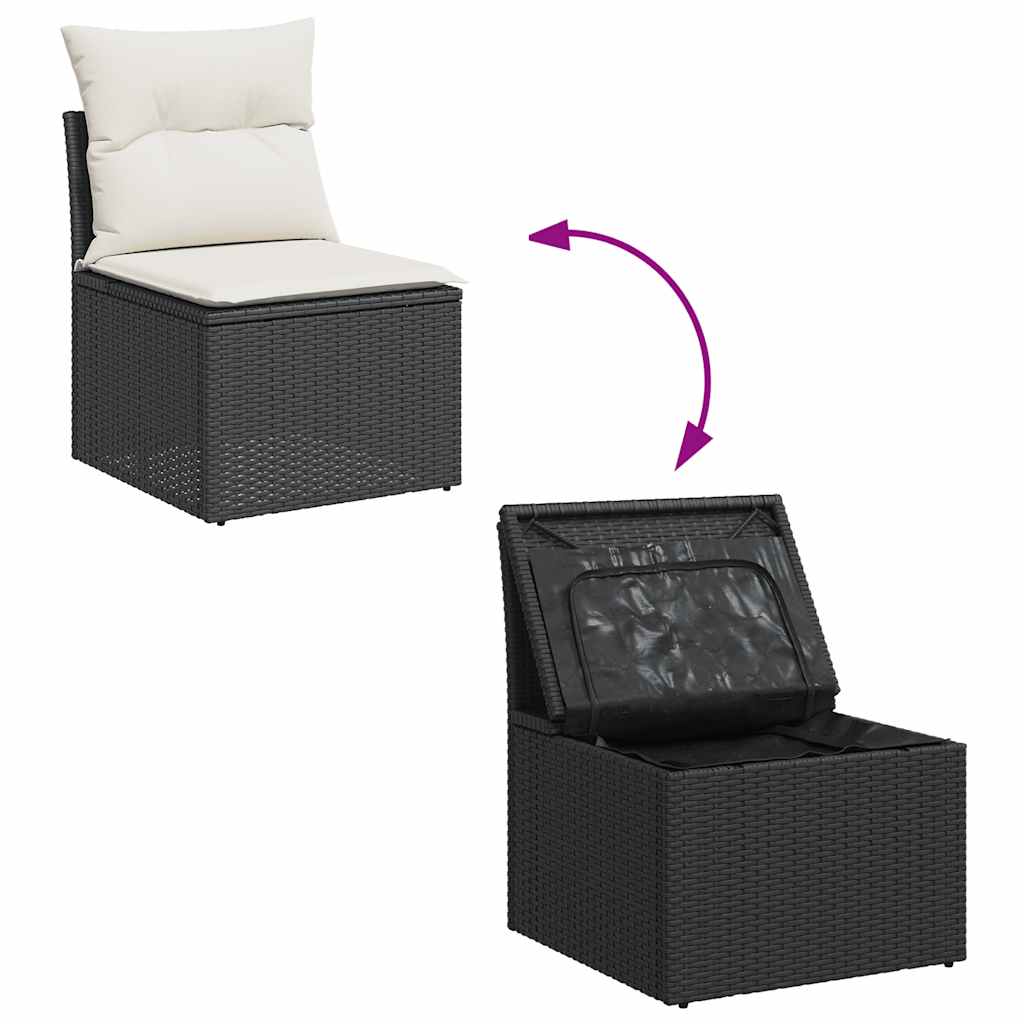 vidaXL 6-Piece Lounge Set with Cushions Poly Rattan Black