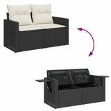 vidaXL 6-Piece Lounge Set with Cushions Poly Rattan Black
