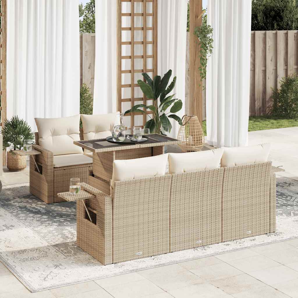 vidaXL 6-Piece Lounge Set with Cushions Poly Rattan Black