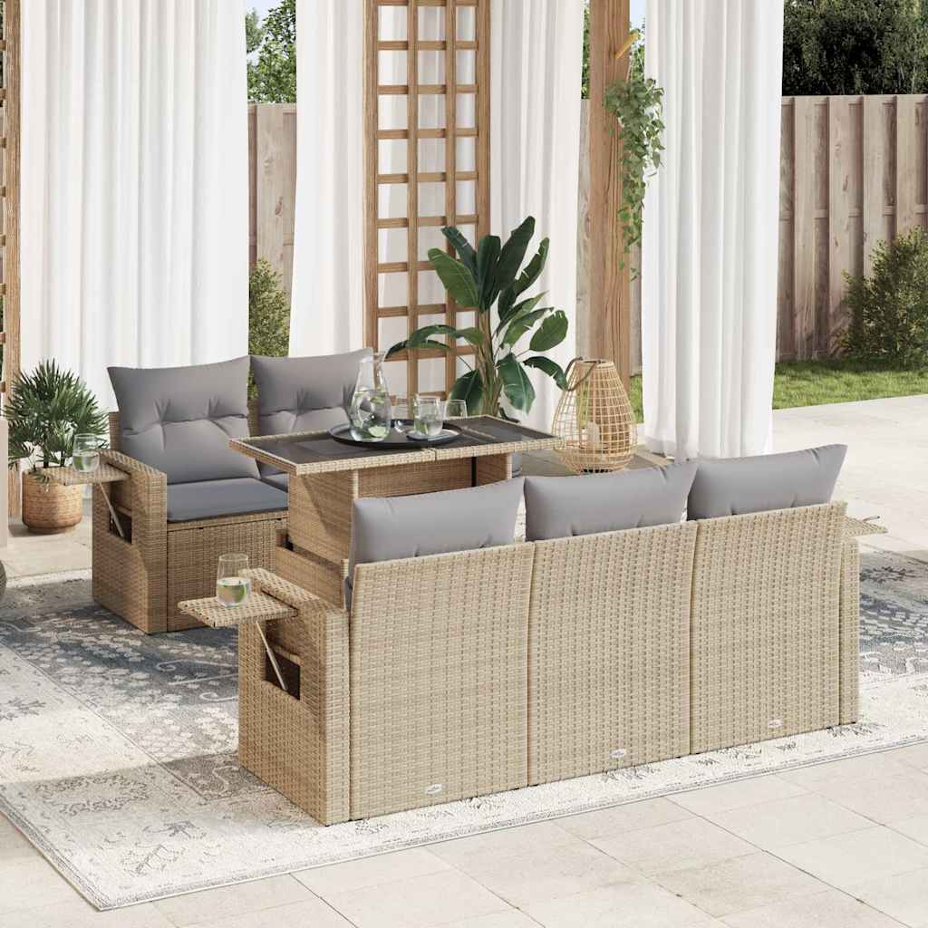 vidaXL 6-Piece Lounge Set with Cushions Poly Rattan Black