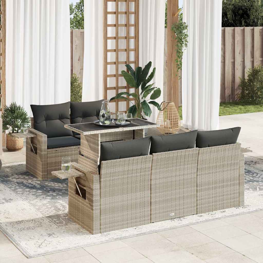 vidaXL 6-Piece Lounge Set with Cushions Poly Rattan Black