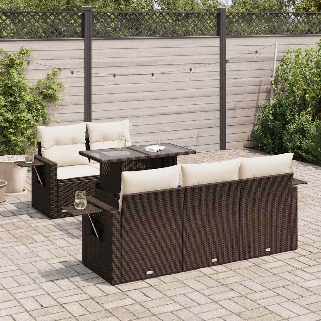 vidaXL 6-Piece Lounge Set with Cushions Poly Rattan Black