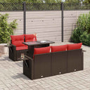 vidaXL 6-delige Loungeset met kussens poly rattan acacia zwart