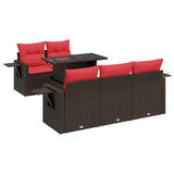 vidaXL 6-delige Loungeset met kussens poly rattan acacia zwart