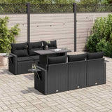 vidaXL 7-delige Loungeset met kussens poly rattan zwart