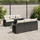 vidaXL 7-delige Loungeset met kussens poly rattan zwart