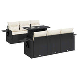 vidaXL 7-delige Loungeset met kussens poly rattan zwart