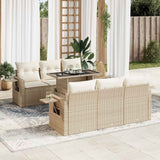 vidaXL 7-delige Loungeset met kussens poly rattan zwart