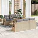 vidaXL 7-delige Loungeset met kussens poly rattan zwart