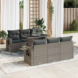 vidaXL 7-delige Loungeset met kussens poly rattan zwart