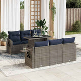 vidaXL 7-delige Loungeset met kussens poly rattan acacia zwart