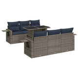 vidaXL 7-delige Loungeset met kussens poly rattan acacia zwart